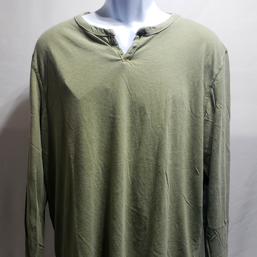 Lucky Brand Men's Long Sleeve Triblend Notch Neck Henley Loden Green